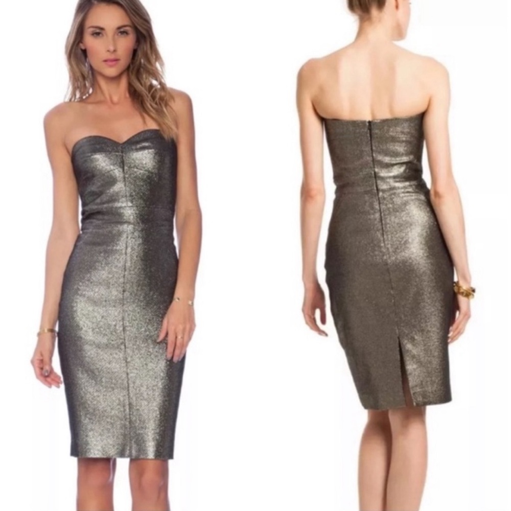 Trina Turk “Volare” Metallic Strapless Sheath Dress Sz 4